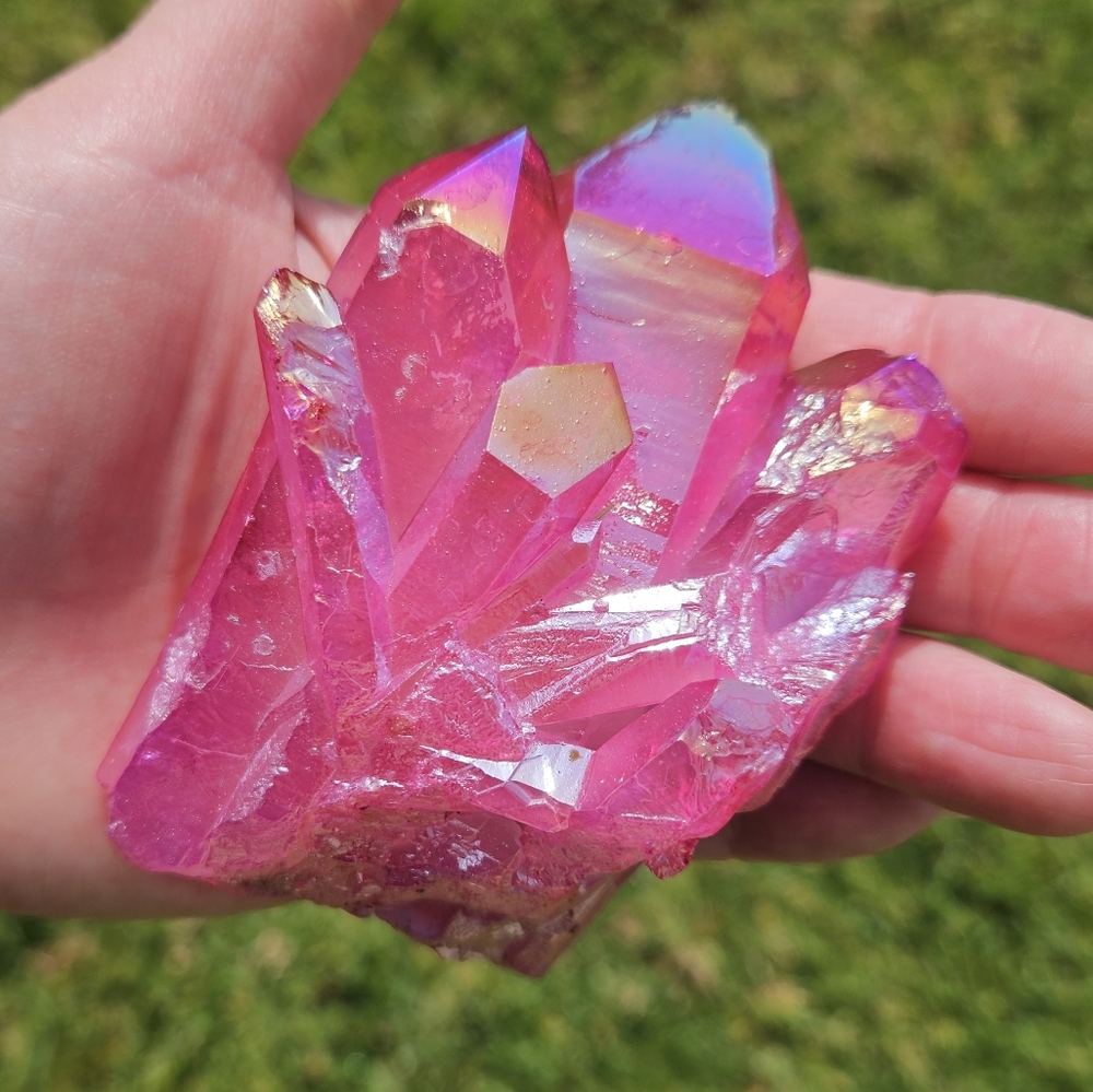 Pink Aura Quartz Cluster